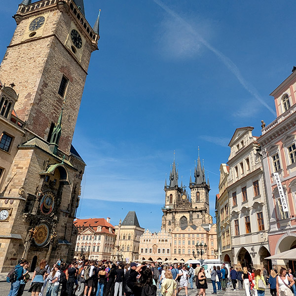 Prague's tourist center--the Old Town Square and Astronomical Clock